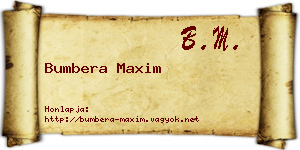 Bumbera Maxim névjegykártya